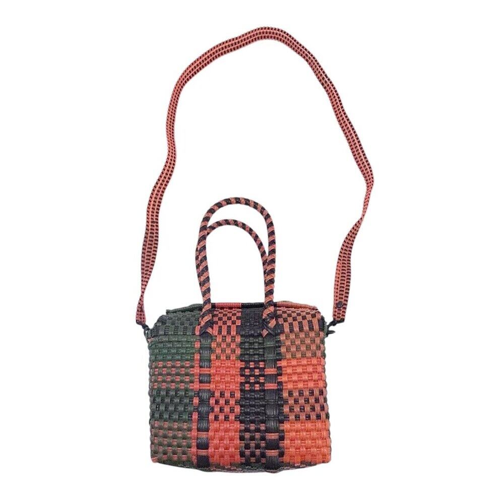 El Cholo’s Kid Mini Lupe Handwoven Crossbody Tote Bag Orange Green Black
